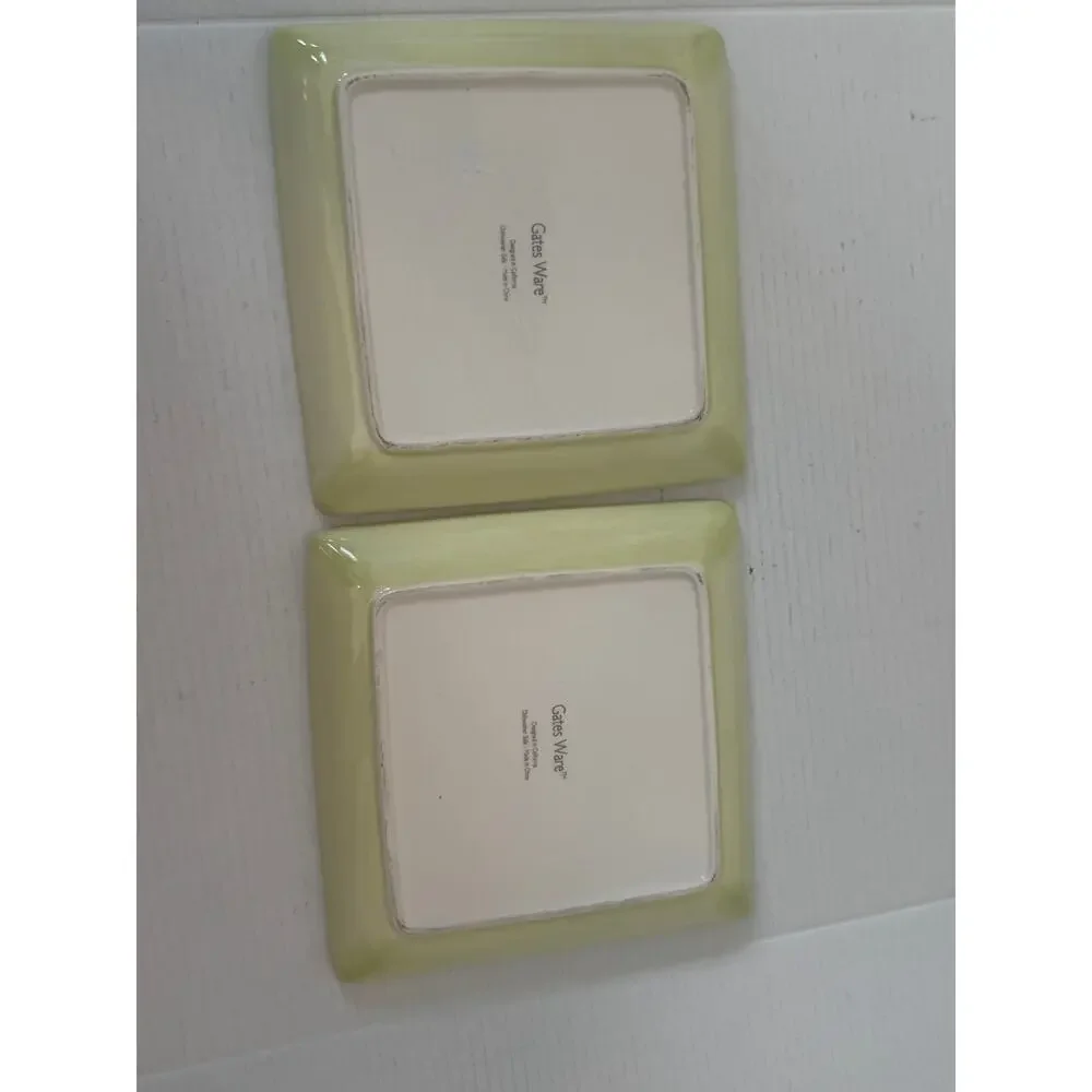 2 Gates Ware by Laurie Gates 9 X9 plates- White‎ w/red, yellow, orange flowers